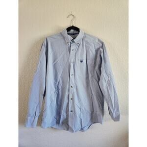 Ariat Pro Series Dayne Classic Fit Blue and White Striped Shirt-Medium